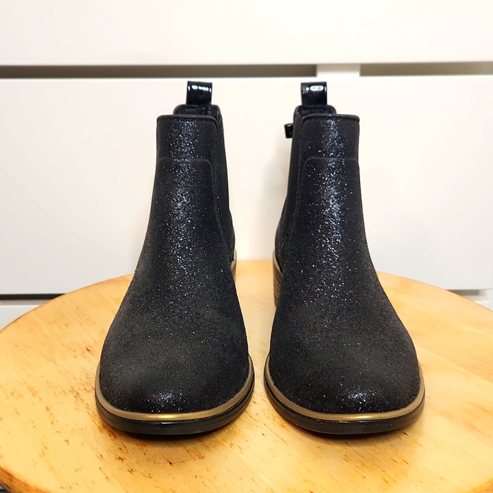 Kate Spade Sedgewick Short Rain Boots Glitter Black Size 7
